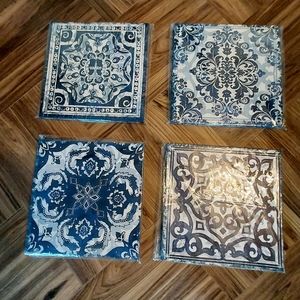 Framed Fabric Tile Wall Art: Each measuring 13.30" square. NWOT.